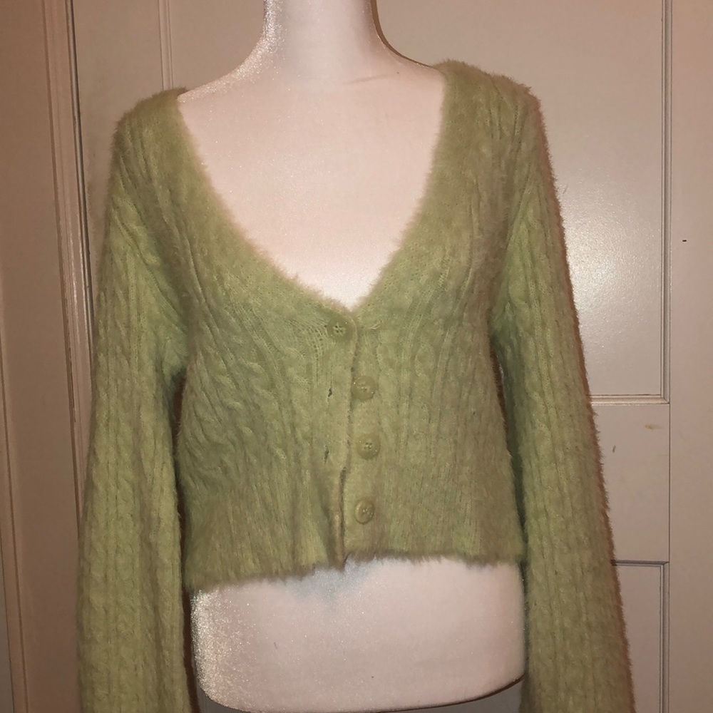 Green Cropped Cardigan from GARAGE